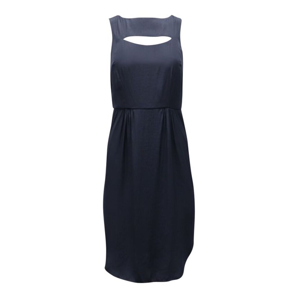 Ulla Johnson Cut-Out Sleeveless Midi Dress in Navy Blue Polyester